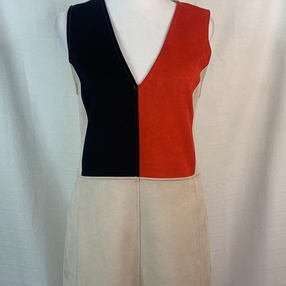Zara Sleeveless Faux Suede Color Block Dress - Picture 5 of 16